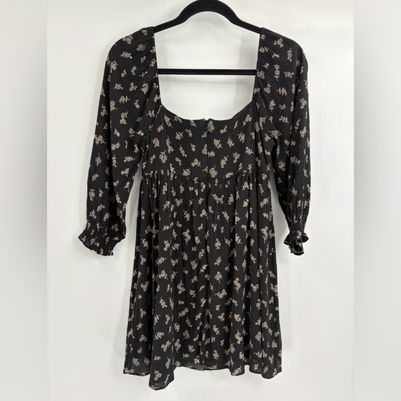 Altar’d State Black Puff Long Party Casual Sleeve Midi Square Neck Dress Small - Picture 7 of 14